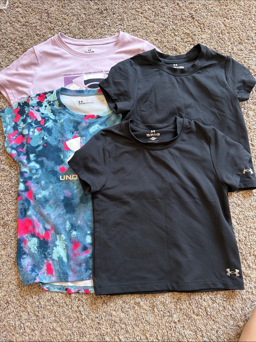 Under Armour Kids Short Sleeve Tees - Black, Pink, Blue Multicolor